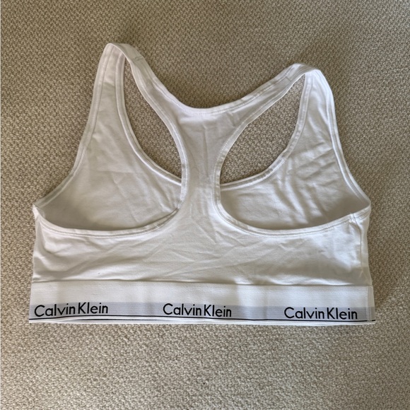 Calvin Klein White Iconic Cotton Modal Unlined Bralette - Picture 5 of 6